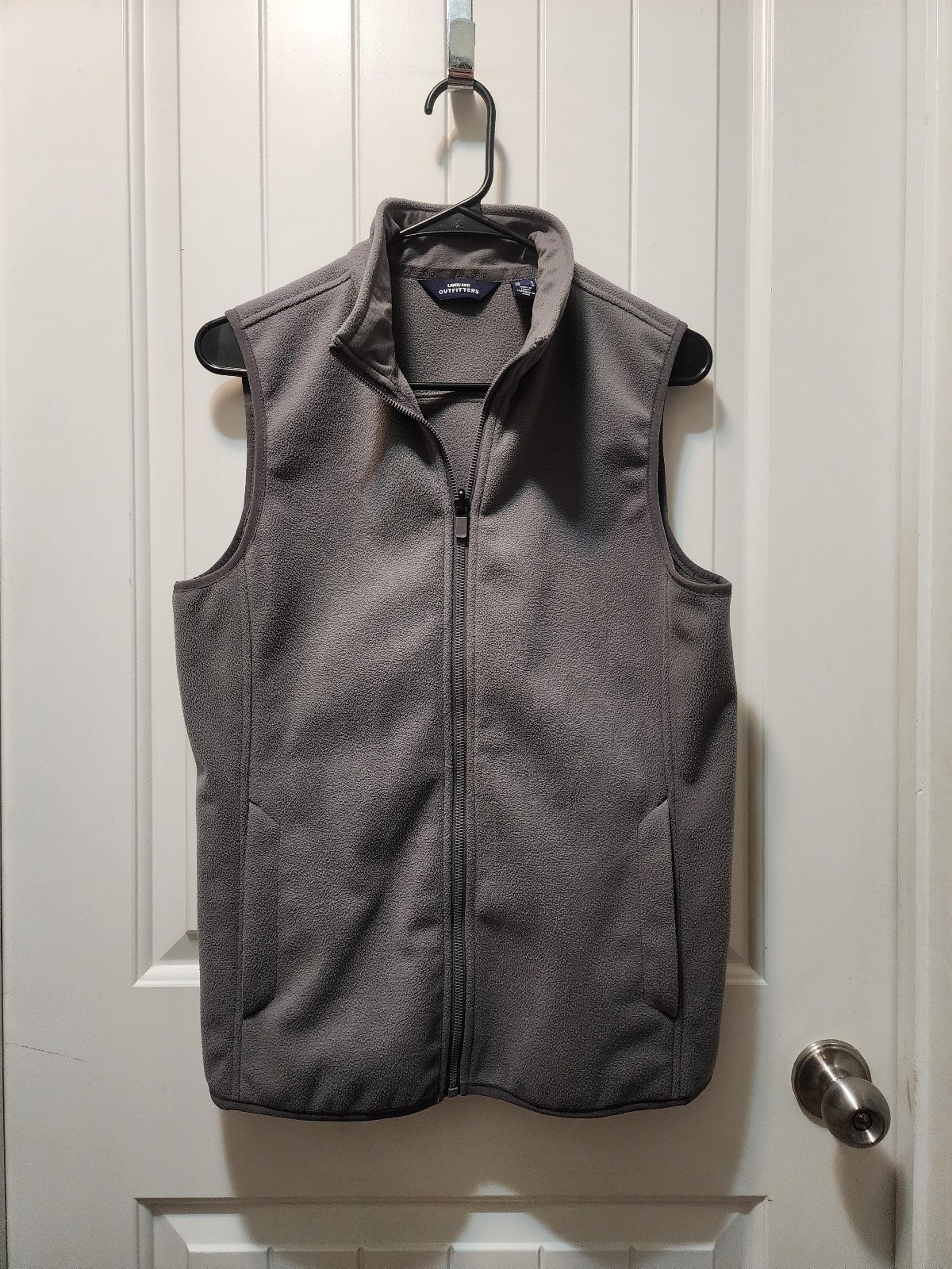 Lands’ End Mens Gray Fleece Zip-Up Vest Men's Size Small