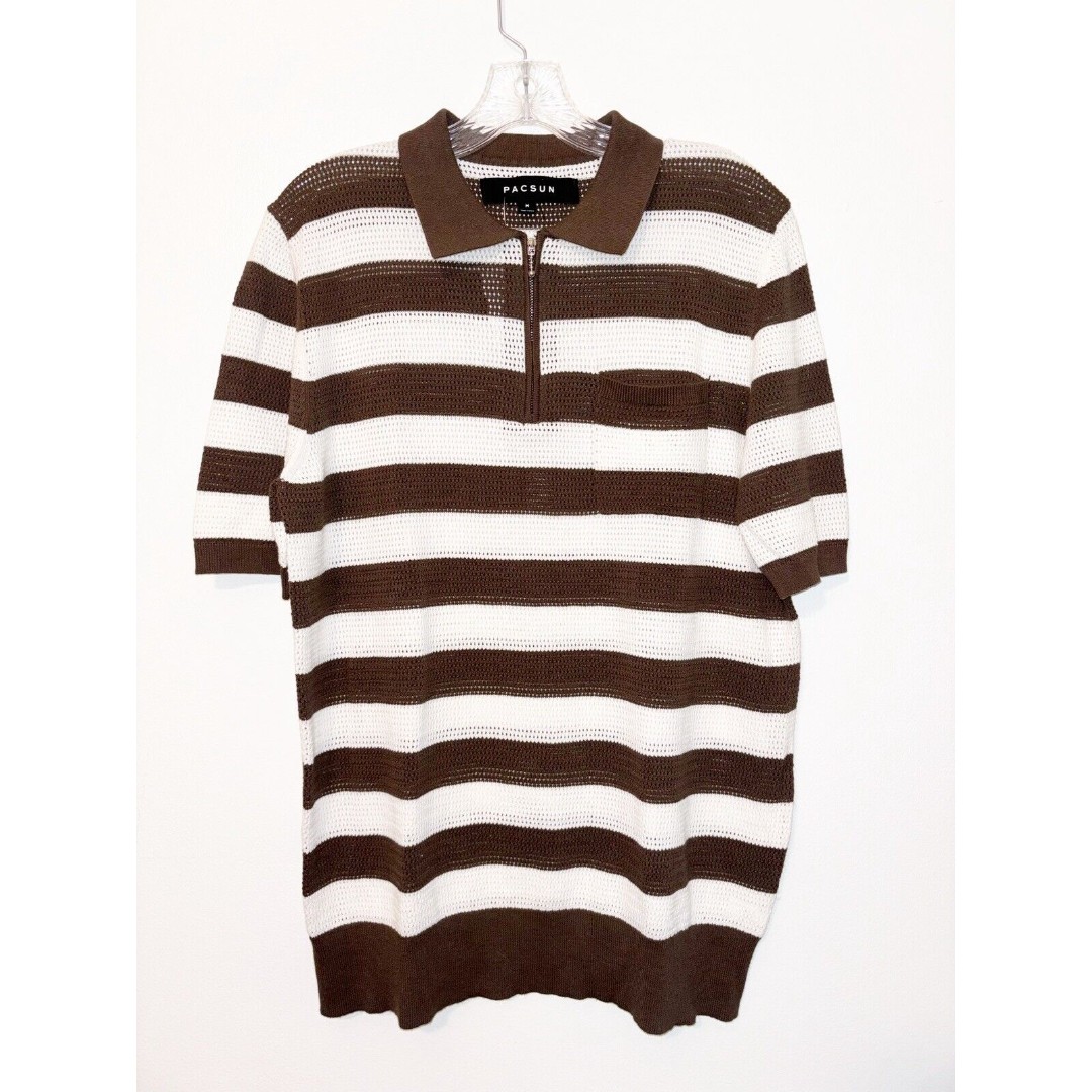 Pacsun Men’s Brown Cream Striped Sweater Size Medium