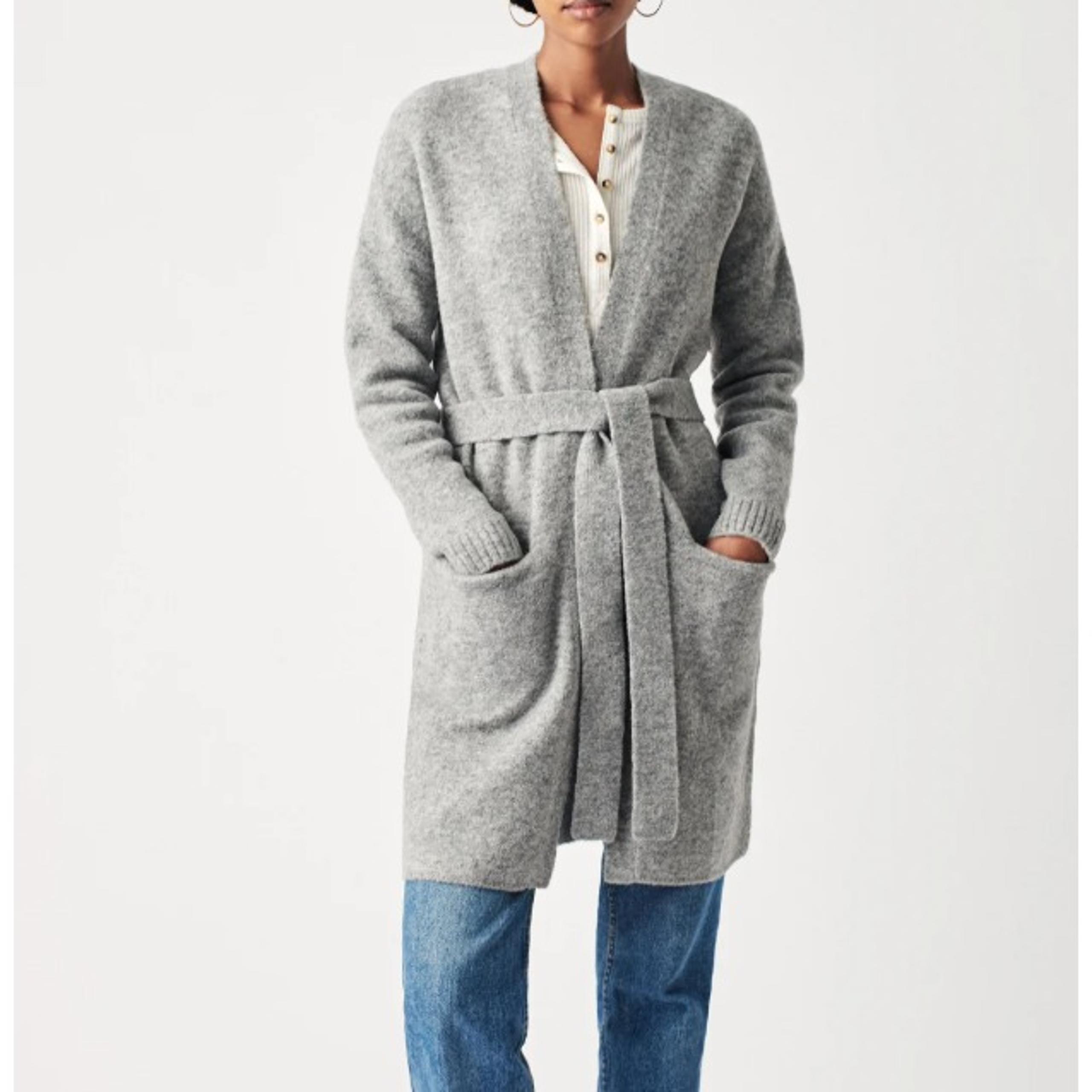 Faherty Legen Sweater Coat Cardigan Women's L/XL Belt Pockets Wool Blend