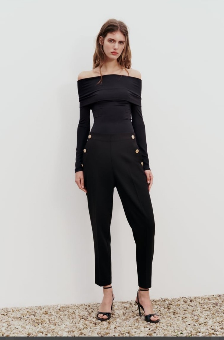 BUTTONED STRAIGHT LEG PANTS SIZE L