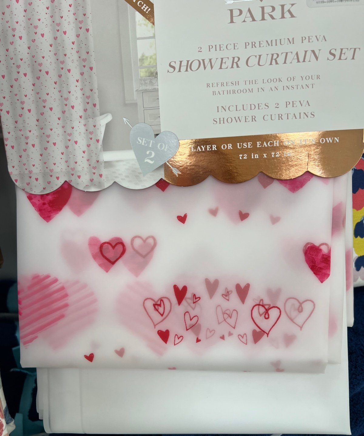 Valentine Hearts peva shower curtain set