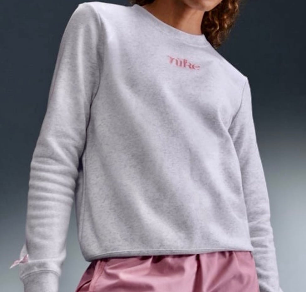 NEW Nike Womens TikTok Viral Pink Bow Sweatshirt Size XL Extra Large