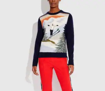 New Coach Women's Holiday Intarsia Wool / Cashmere Sweater Sz M / Medium