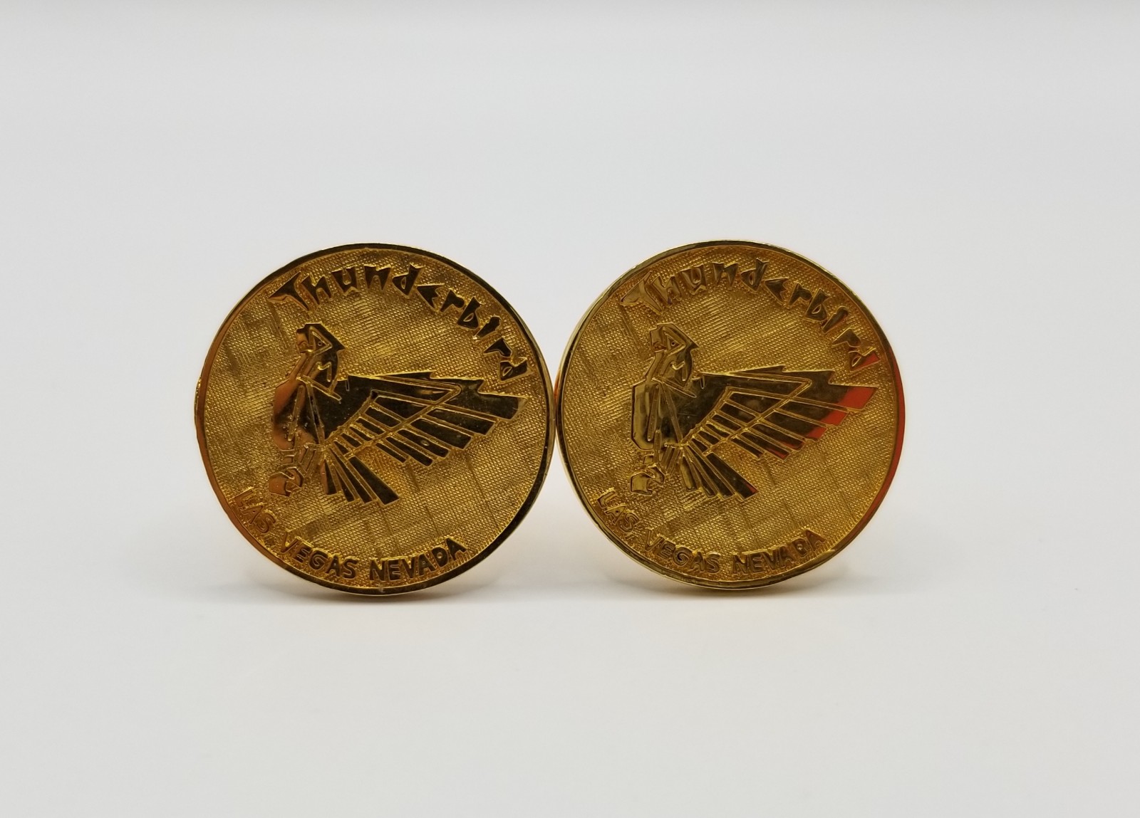 VINTAGE LAS VEGAS THUNDERBIRD HOTEL & CASINO & EMPLOYEE DEALER CUFFLINKS