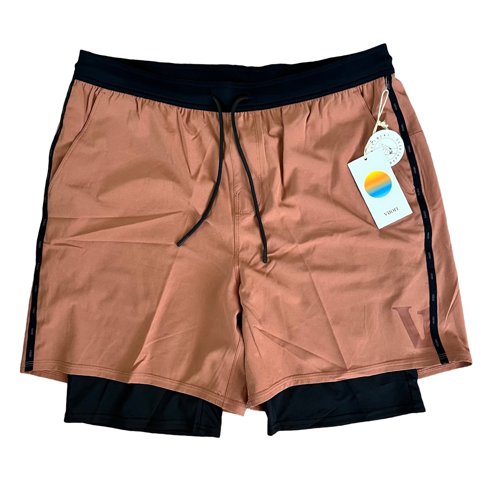 Vuori Lined Fullerton Shorts Size XL Copper Orange Athletic Gym Workout NEW