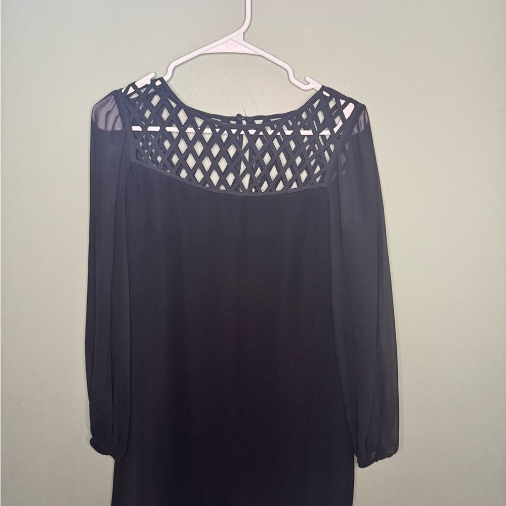 White House Black Market Black Bishop Sleeve Cocktail Dress