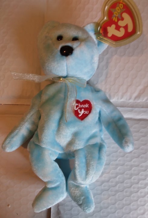 Ty Beanie Baby Thank You Blue With Card