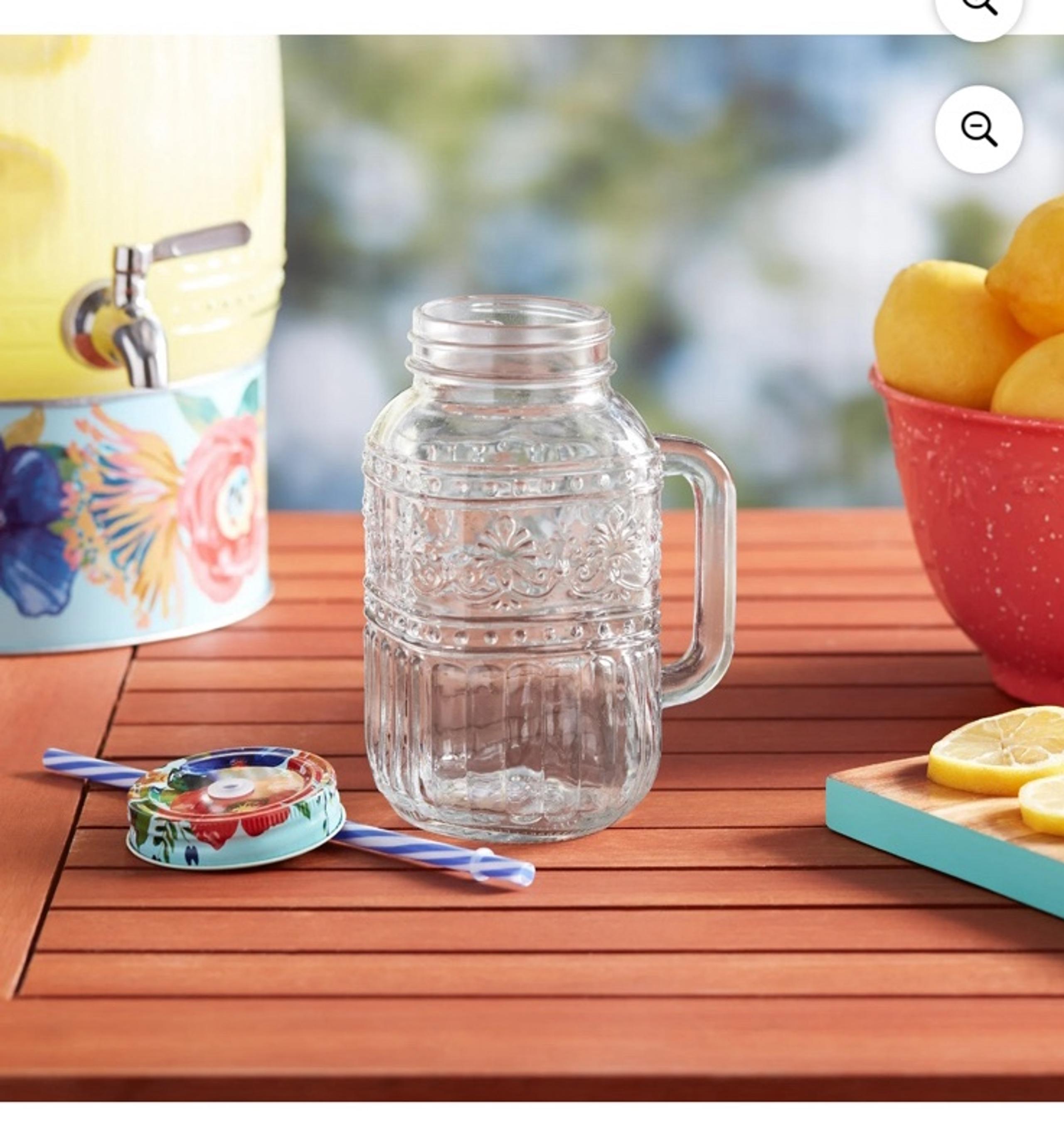 Pioneer woman handled quart mason jar cup