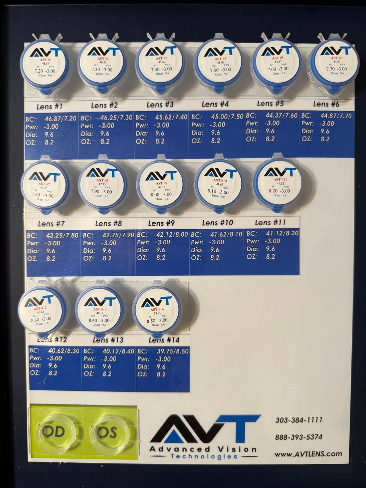 Standard Corneal GP design 14 lens diagnostic set