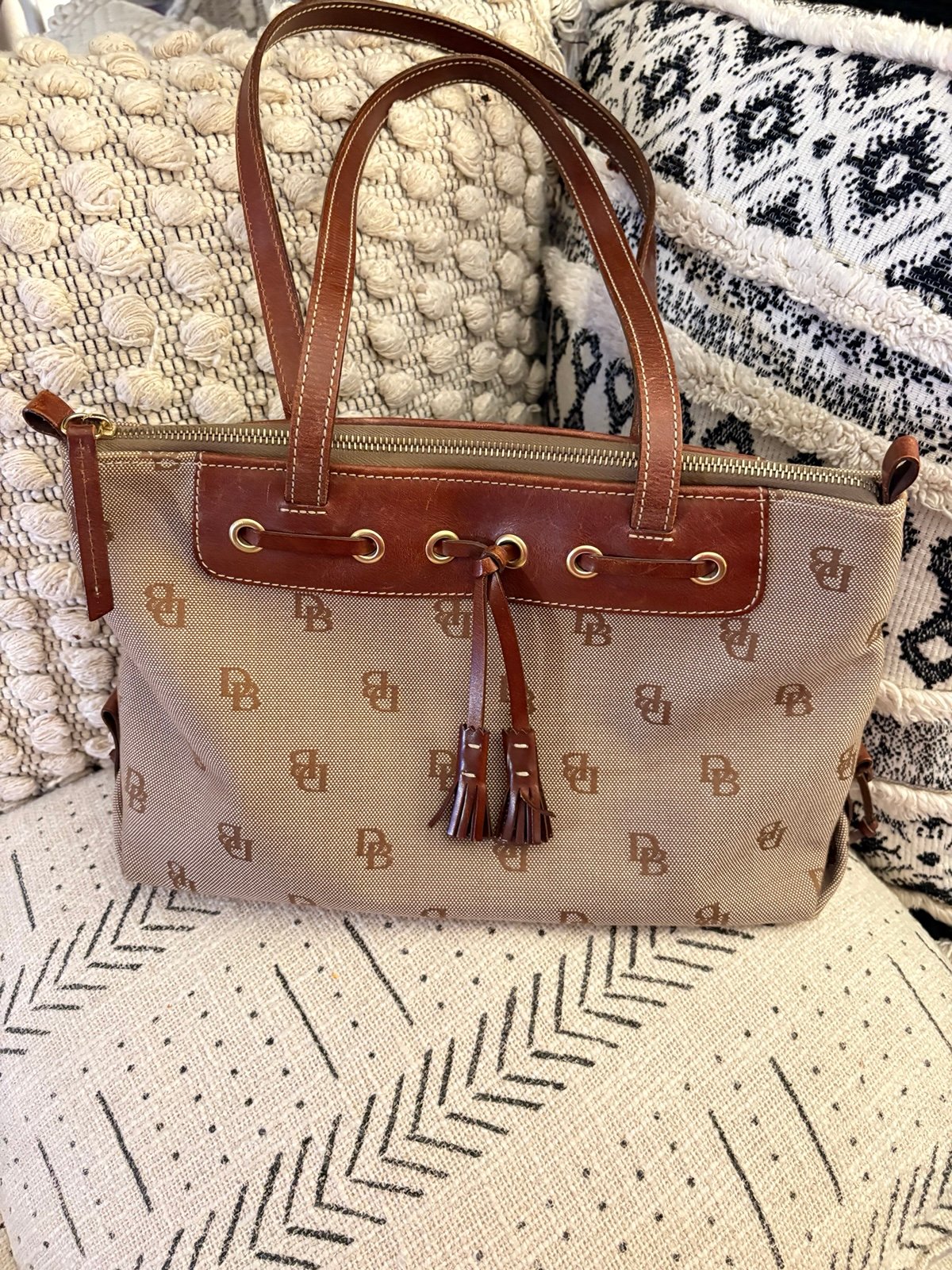 Dooney & Bourke Brown Canvas Shoulder Handbag