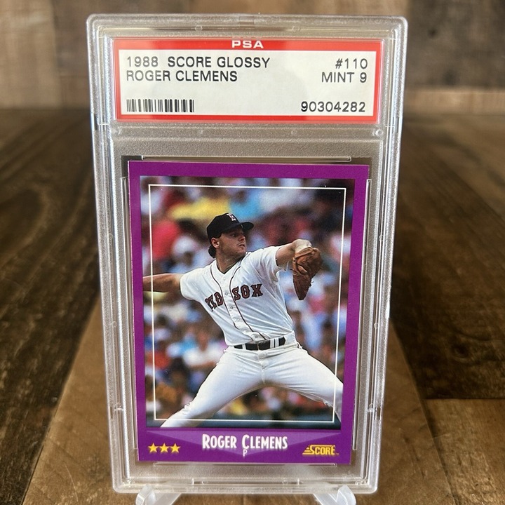 1988 SCORE GLOSSY ROGER CLEMENS #110 RED SOX CARD PSA 9