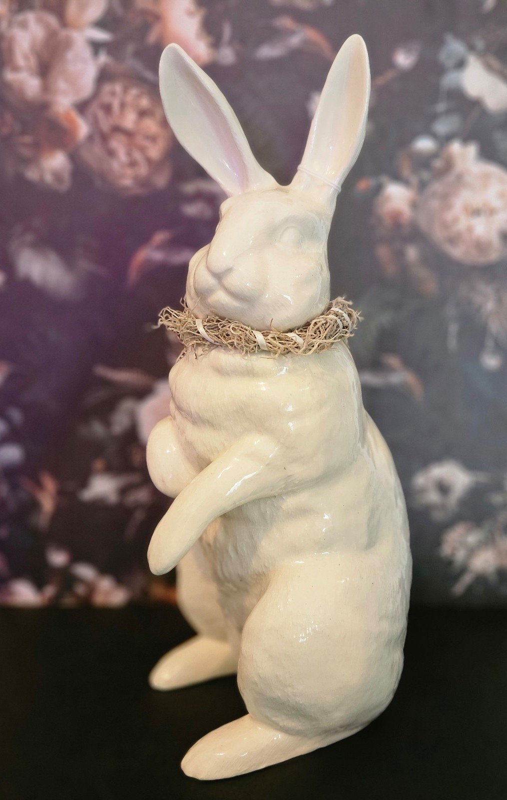 Handmade Ceramic Woodland Easter Rabbit Bunny - Glazed Off White - 16
