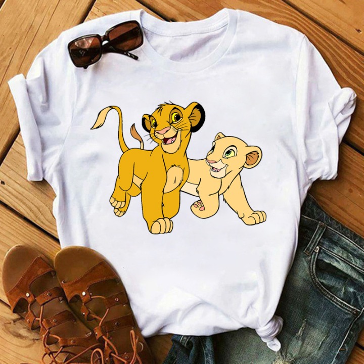 Fashion Cartoon Lion Print Women Tshirt