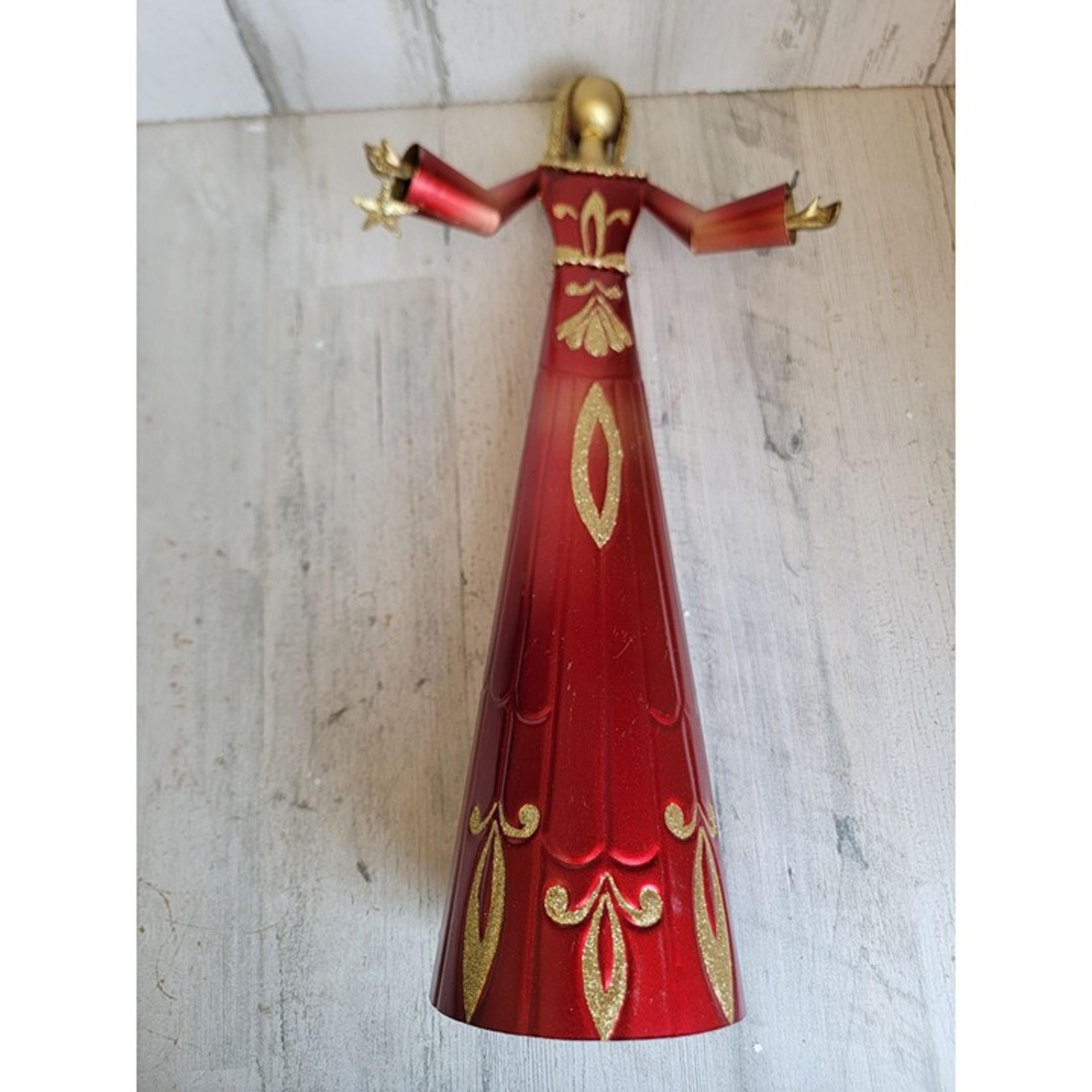 Pier 1 AS IS large red angel tree topper Xmas decor religious