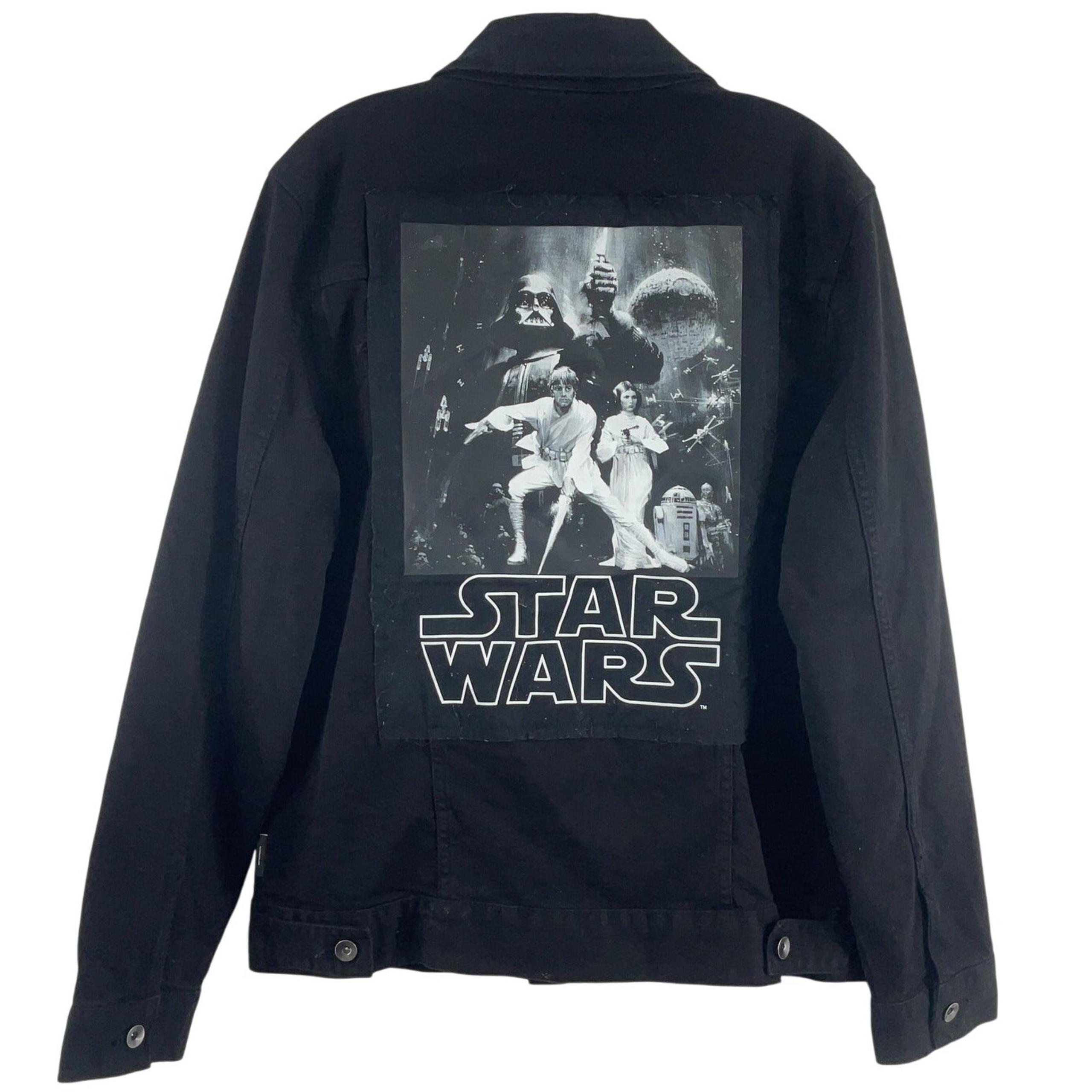 Star Wars Black Button-Up Trucker Jacket Cotton Blend Men's Medium Preowned