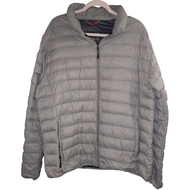 Hawke & Co Mens Packable Puffer Jacket XL Gray Duck Down Lightweight Nylon Warm