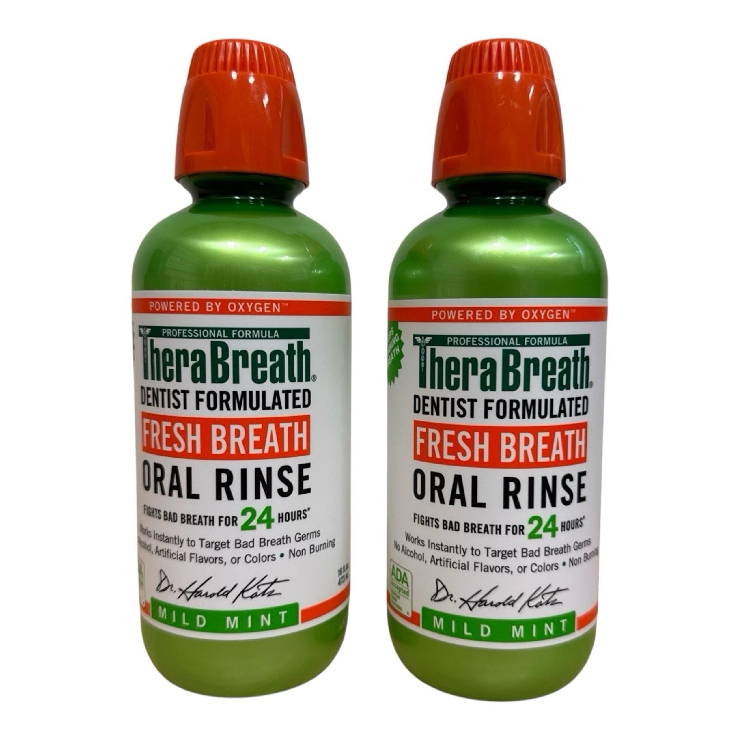 2X TheraBreath Fresh Breath Oral Rinse Mouthwash, Mild Mint - 16oz Exp 1/26
