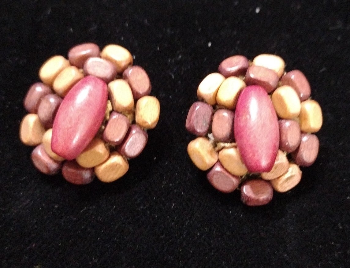Vintage Zentall Wood oval earrings