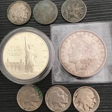 Collectible and rare 1921 Morgan dollar & 1986 Ellis Island proof dollar