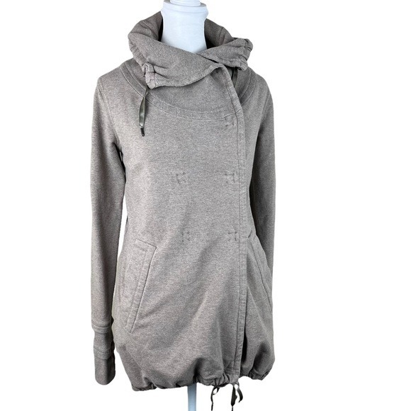 Lululemon Athletica Women's Beige Cowl Neck Sweatshirt Jacket size 4