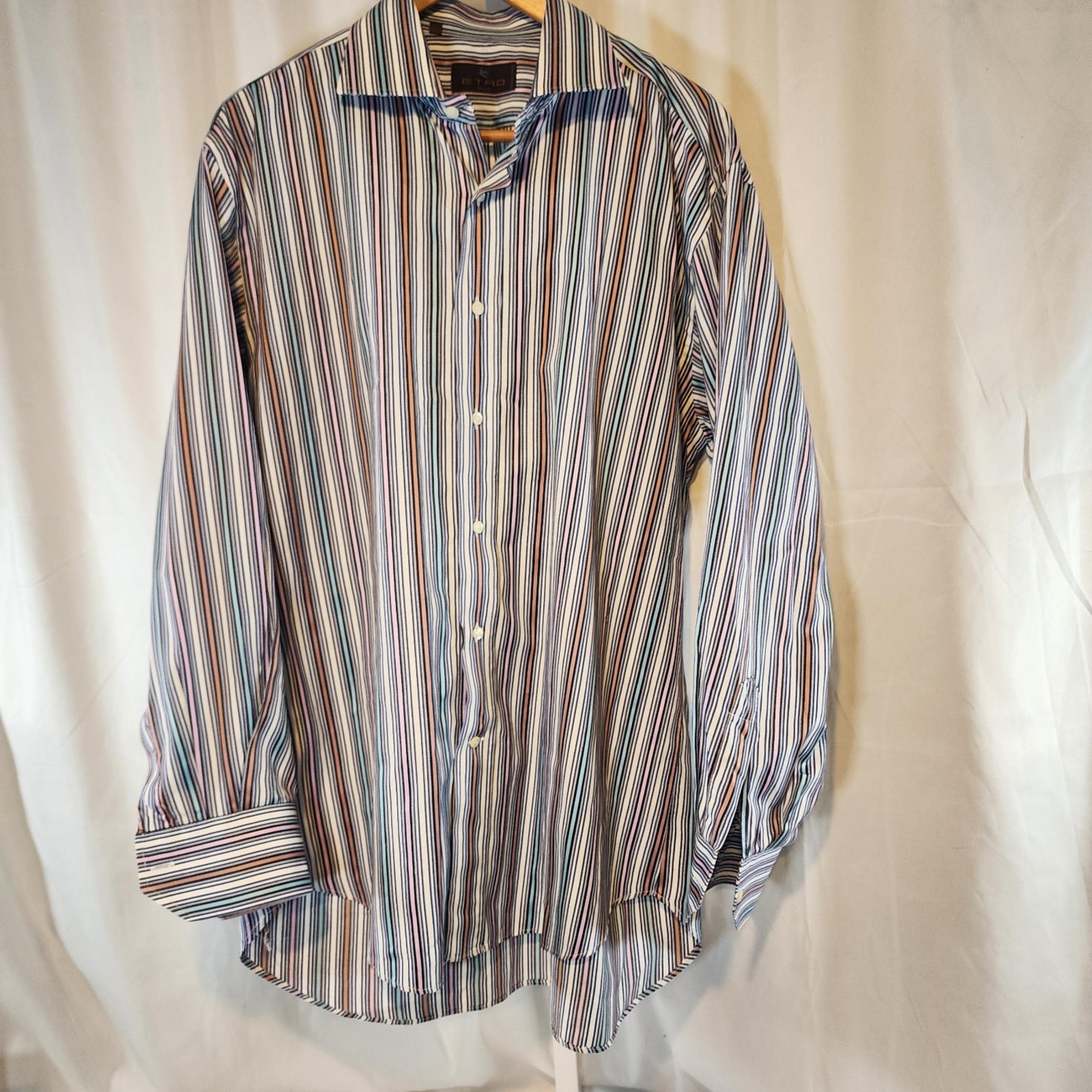 Milano Button Up Shirt Mens Size 42 Striped Long Sleeve Made In Italy - Etro