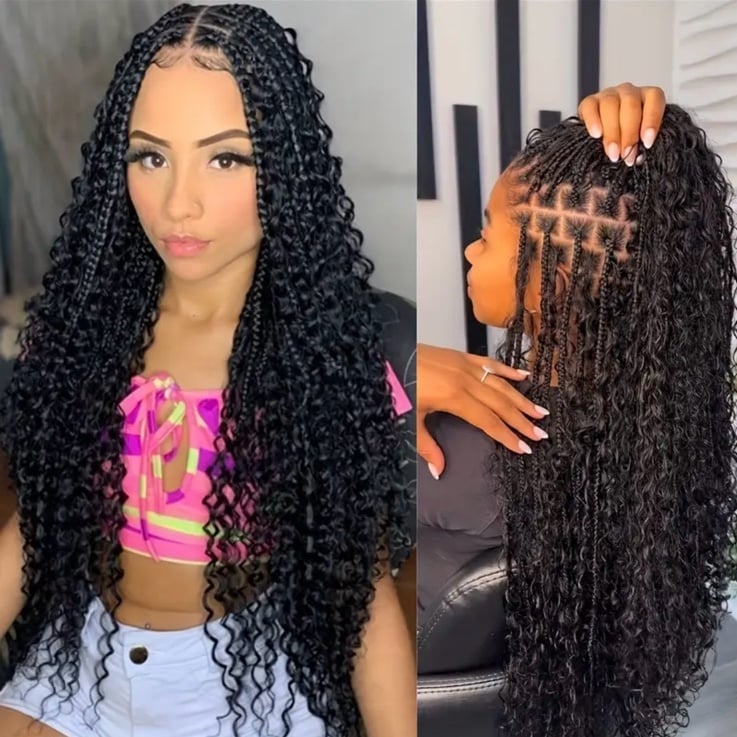 32 Inch [Braided Butterfly Braid Hairpiece] 9x6 Lace Front Synthetic Braided But