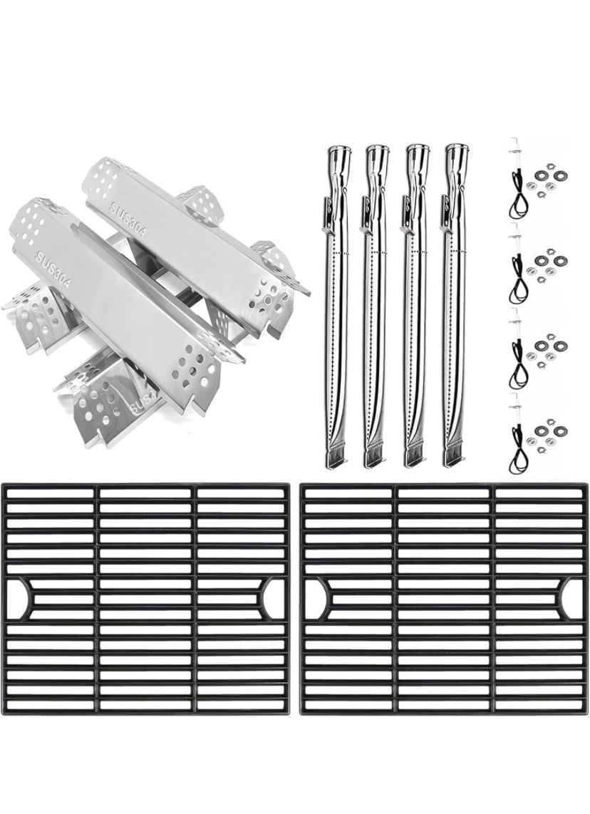 Grill Parts for Nexgrill 4 Burner Grill Models,Cast Iron Grill Grates Heat Plate