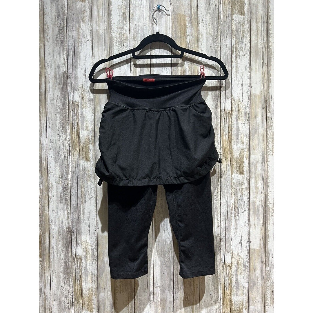 Spanx Capri Leggings With Skirt Overlay Women Small S Black B59