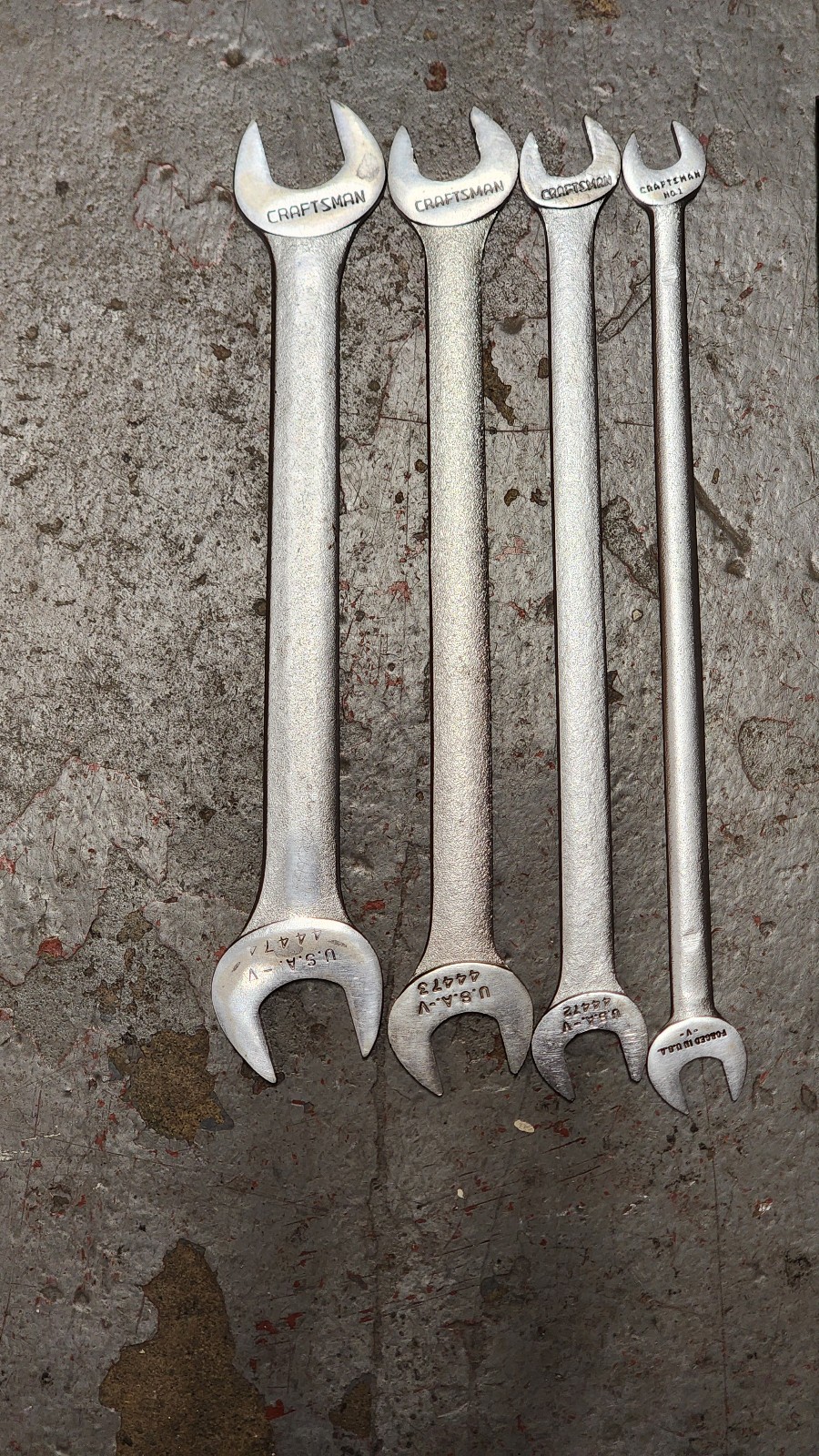 Vintage USA Craftsman 4pc SAE Tappet Wrench Complete Set -V SERIES 3/8”to 7/8”