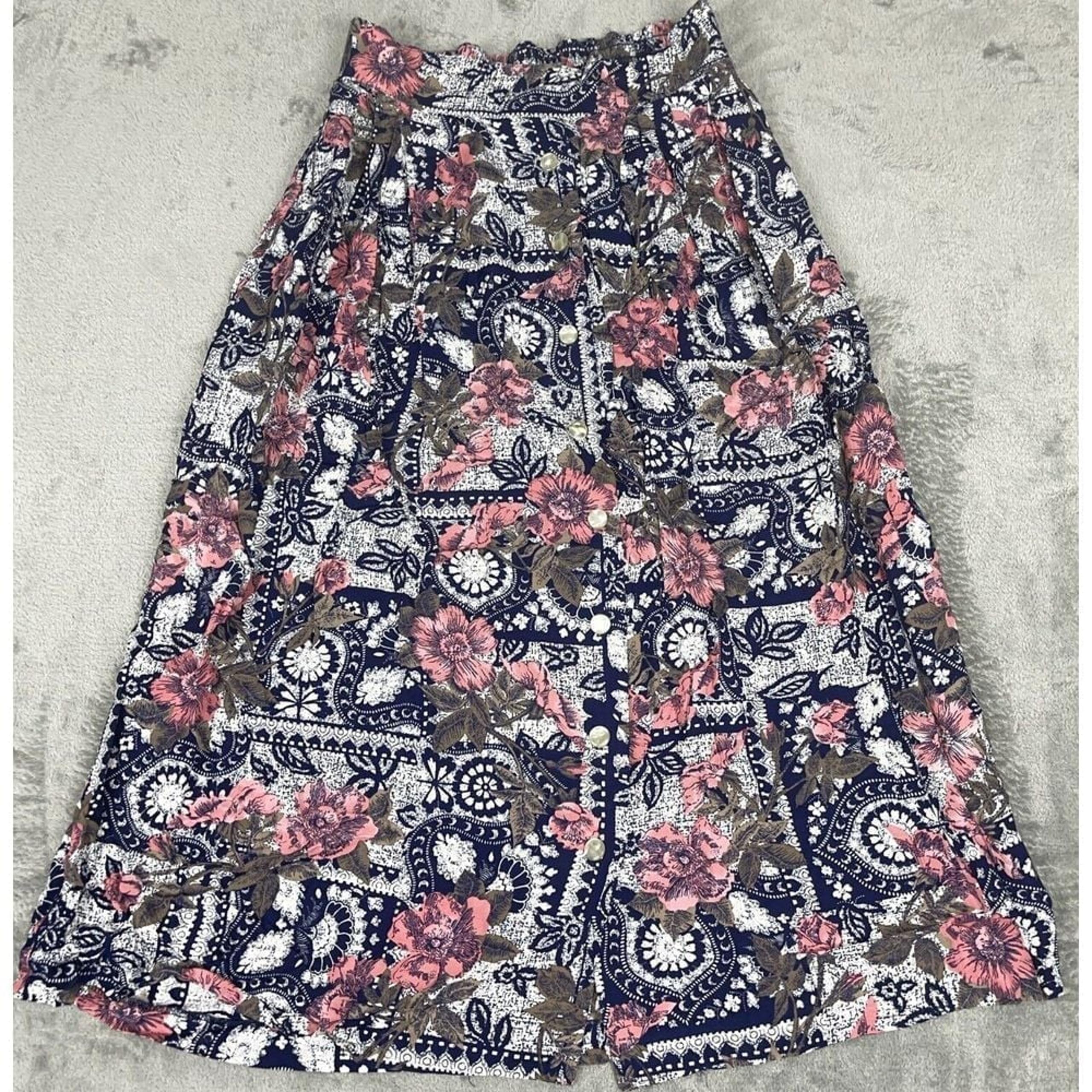 Vintage Made In USA Maren Women's Skirt Floral Pockets Small 90s Y2K