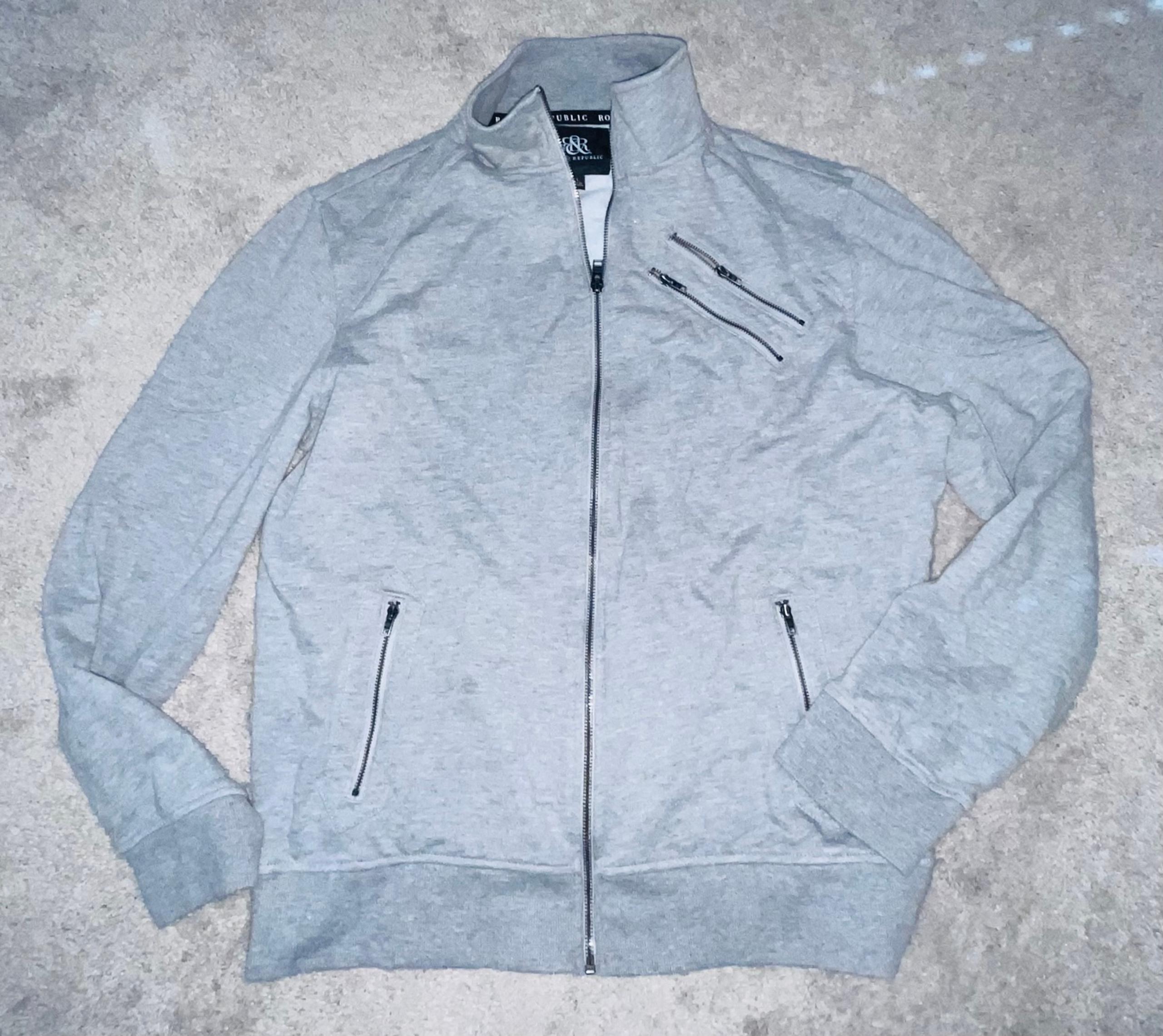 rock and republic gray zip sweater jacket xl new
