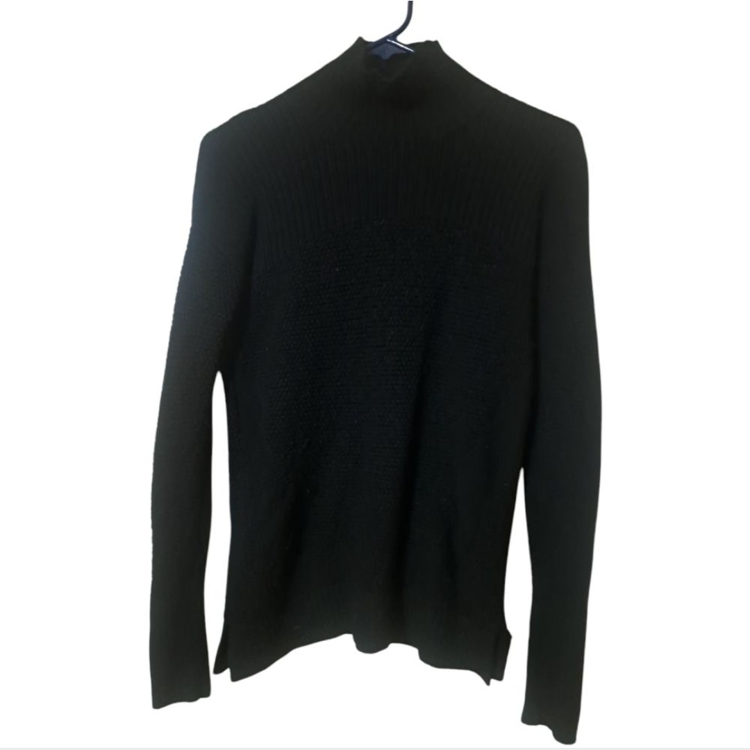 Lululemon Black Merino Wool Moch Neck Knit Sweater