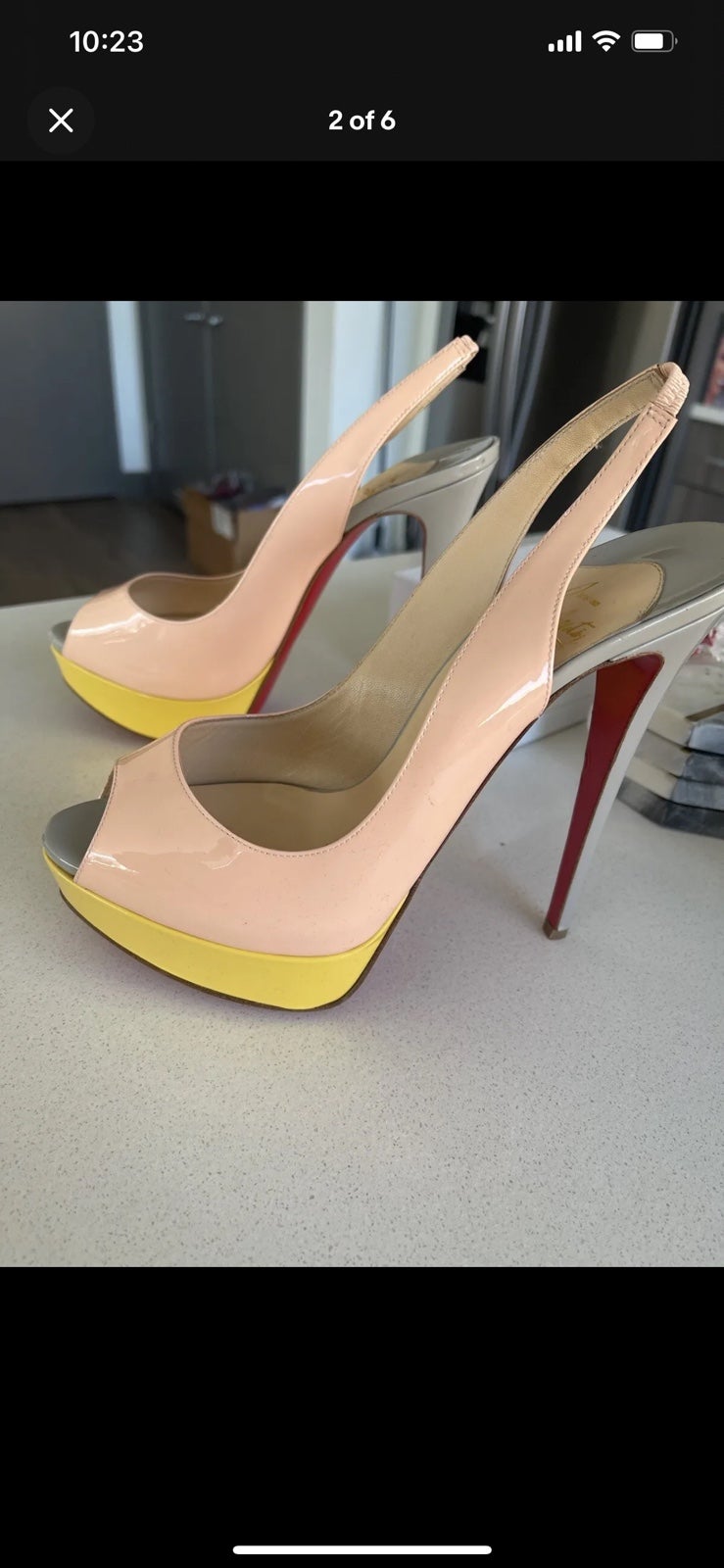 CHRISTIAN LOUBOUTIN LADY PEEP SLING COLOR BLOCK WOMEN'S SIZE 39.5 (US 9)