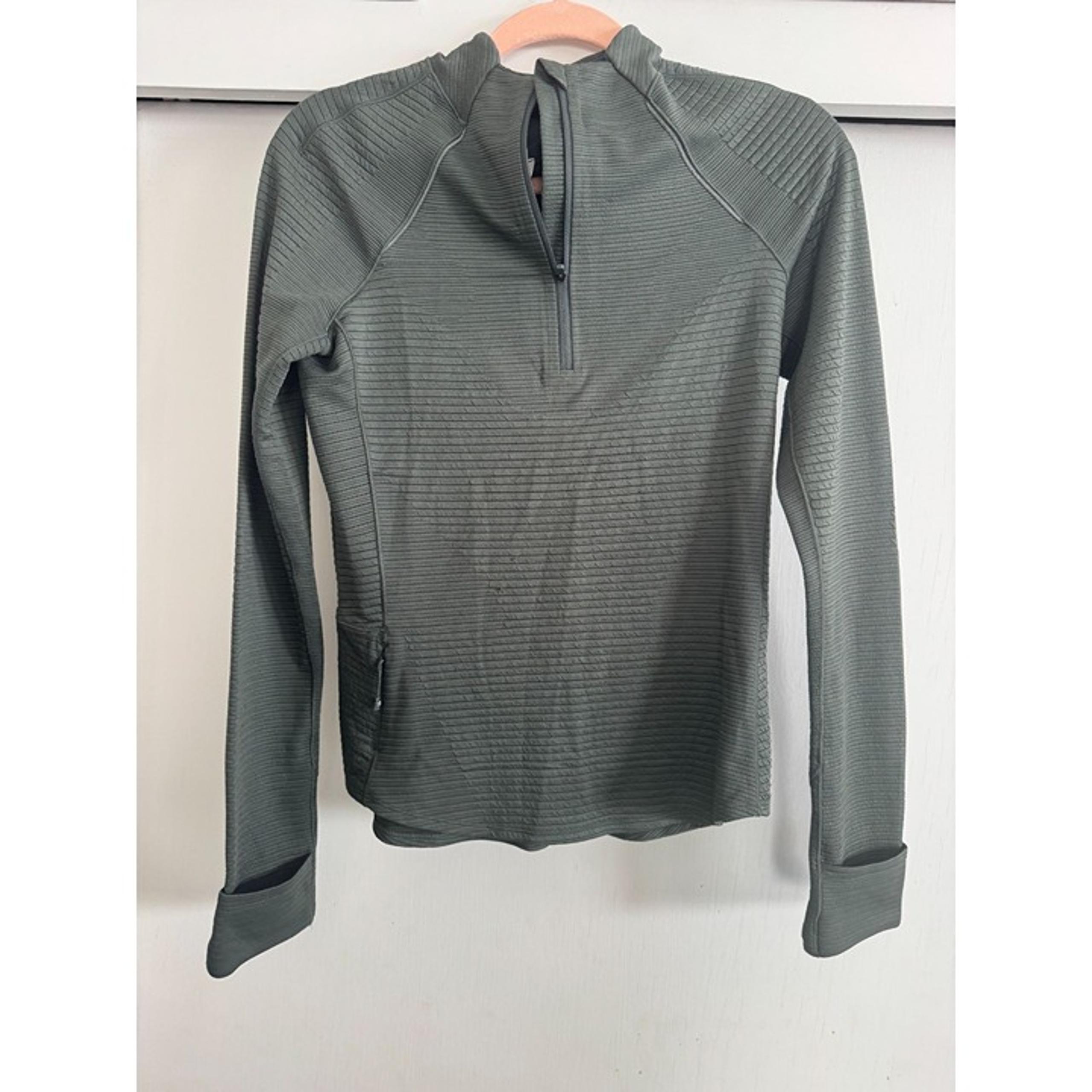 LULULEMON RIBBED 1/4 QUARTER ZIP ITS RULU CROPPED SZ 6 GREEN
