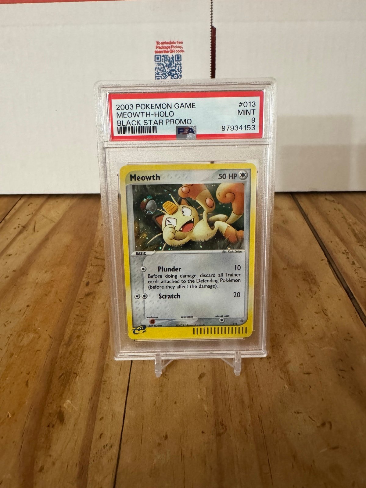 Meowth PSA 9 Pokemon Card. Black Star Promo Holo #013. WOTC 2003 Mint