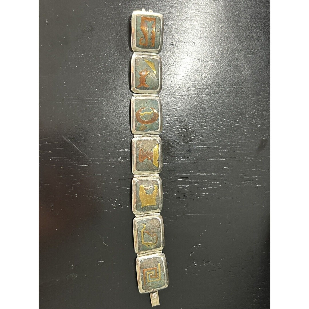 Vintage Bracelet Silver 925 Link Mexican Beto Metales Southwest Texaco