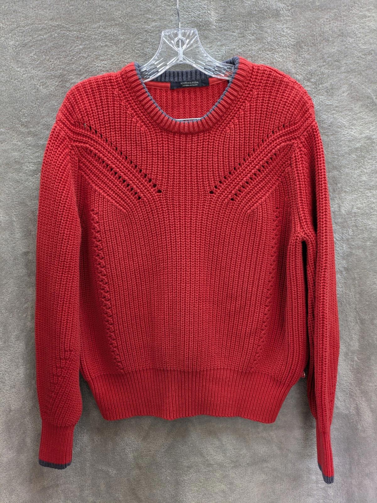 Scotch Soda Sweater Womens Large Red Thick Chunky Knit Cozy Preppy