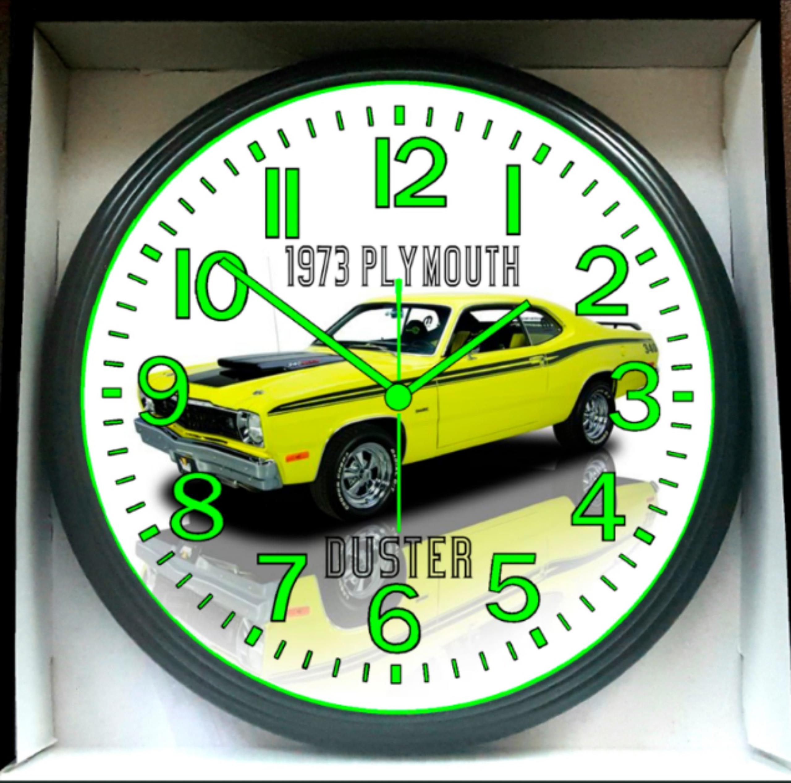 1973 Plymouth Duster Glow In The Dark Wall Clock New!