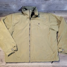 Men's Polo Ralph Lauren Bomber Jacket Green Fleece Lined Hidden Hood Size Large