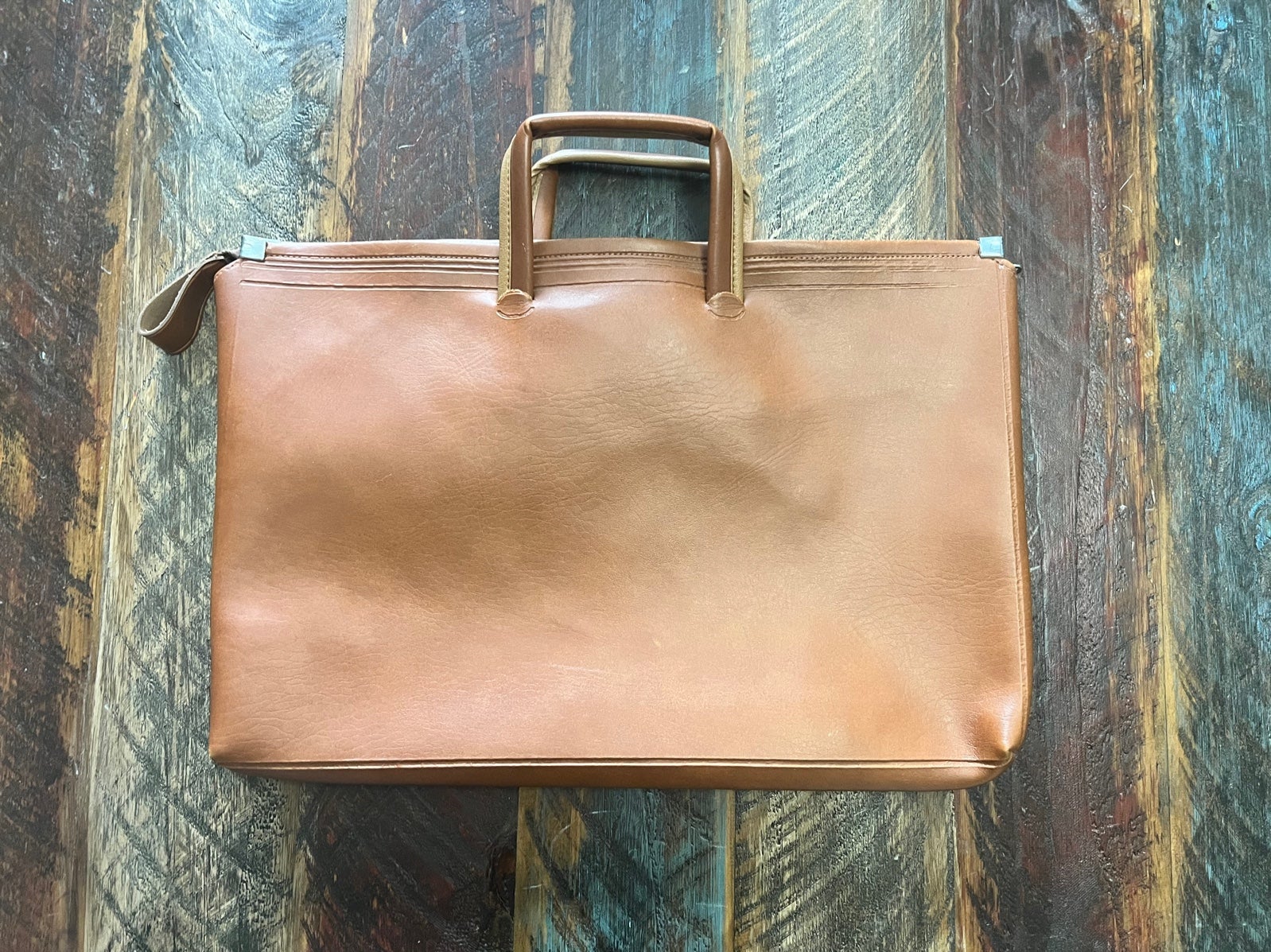 Vintage Brown Camel Leather Document Bag Briefcase Laptop bag