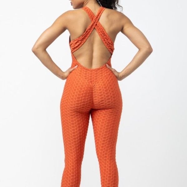 Orange Honeycomb Jumpsuit