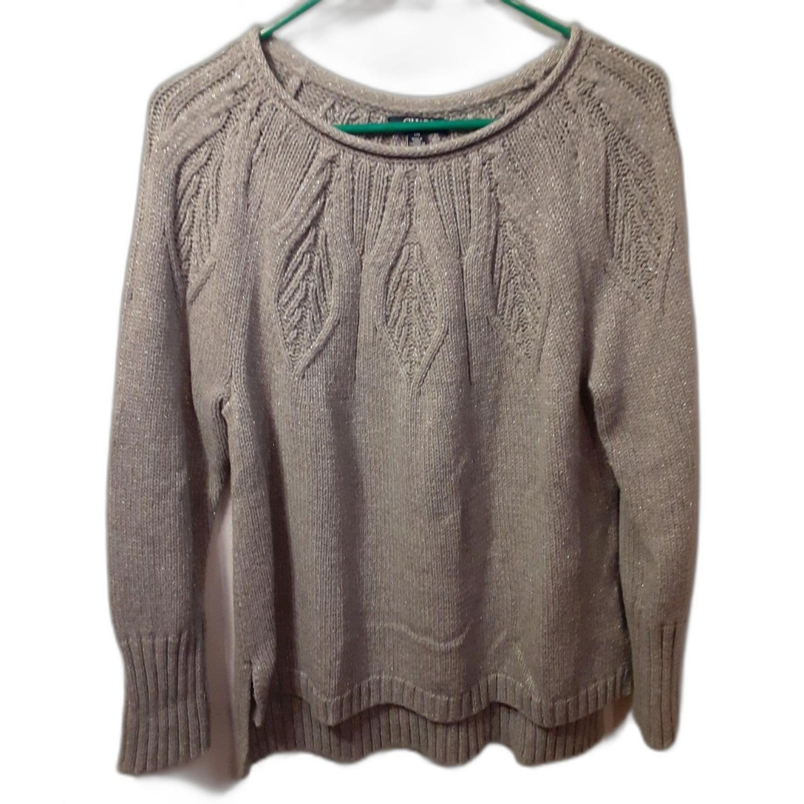 Lady's Beautiful Chaps Grey Crewneck Sweater HiLow Hem Size Large