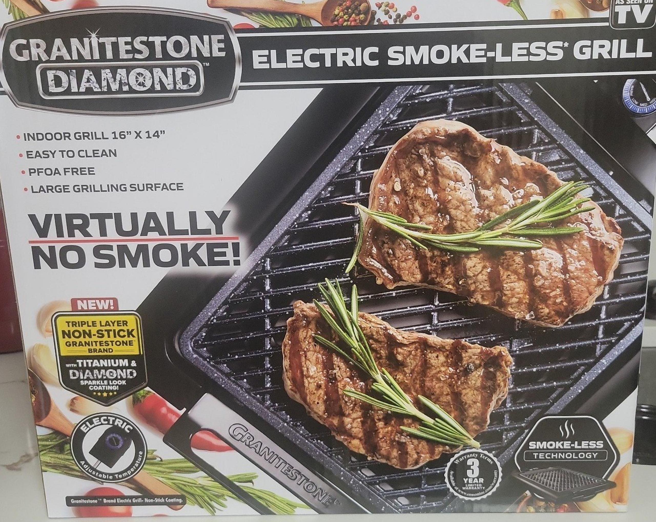 Granitestone Smokeless Indoor Grill with Nonstick Surface and Dishwasher Safe