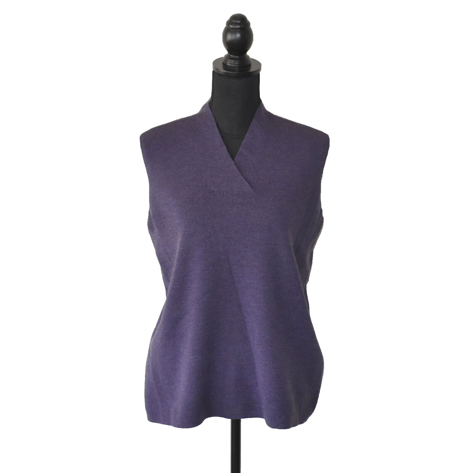 A5 Auth EILEEN FISHER WOMEN Purple Merino Wool Knit Top Sweater Size 1X