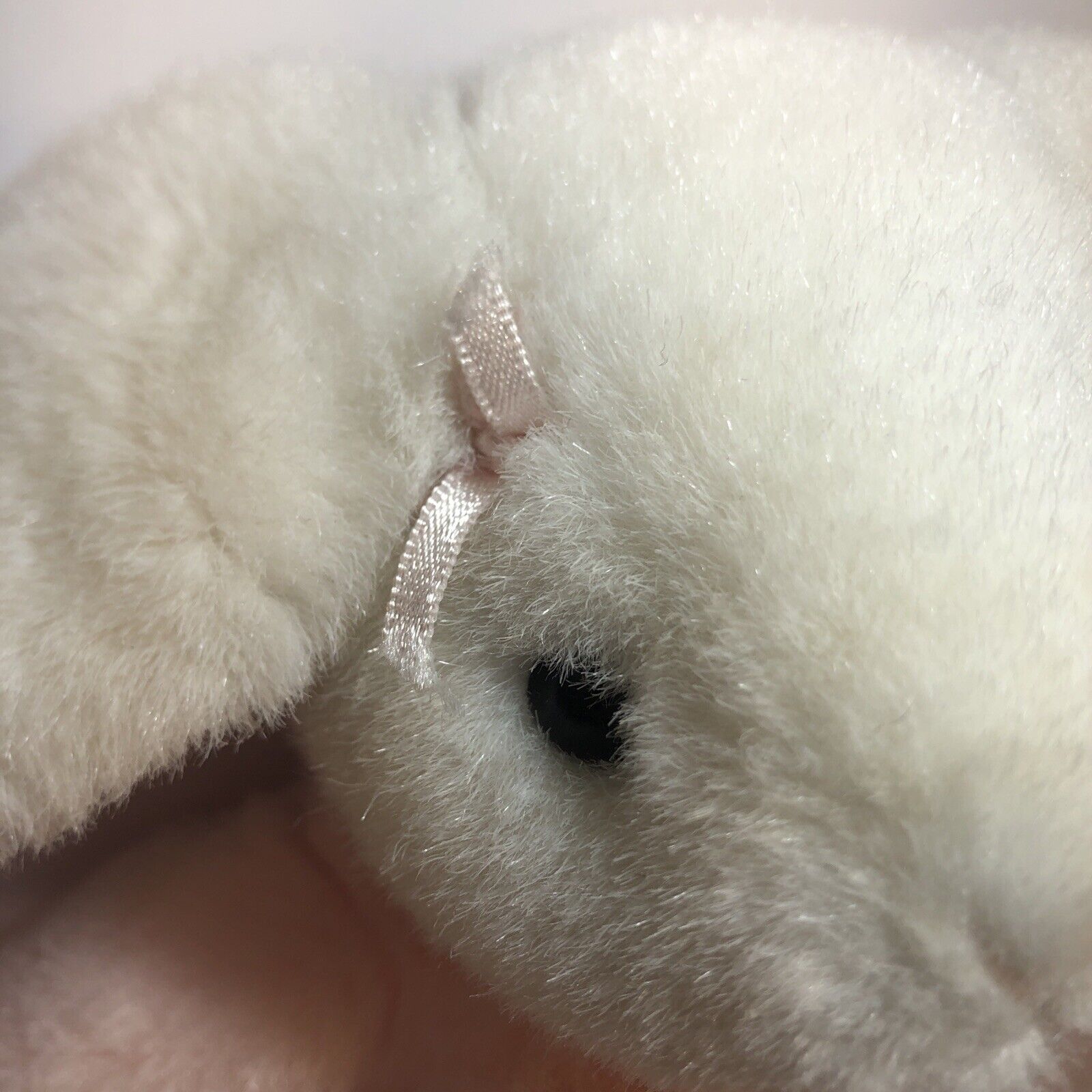 1985 Vintage Charm Co. Pink Bunny Rabbit Plush Stuffed Animal Korea 14” Easter - detail