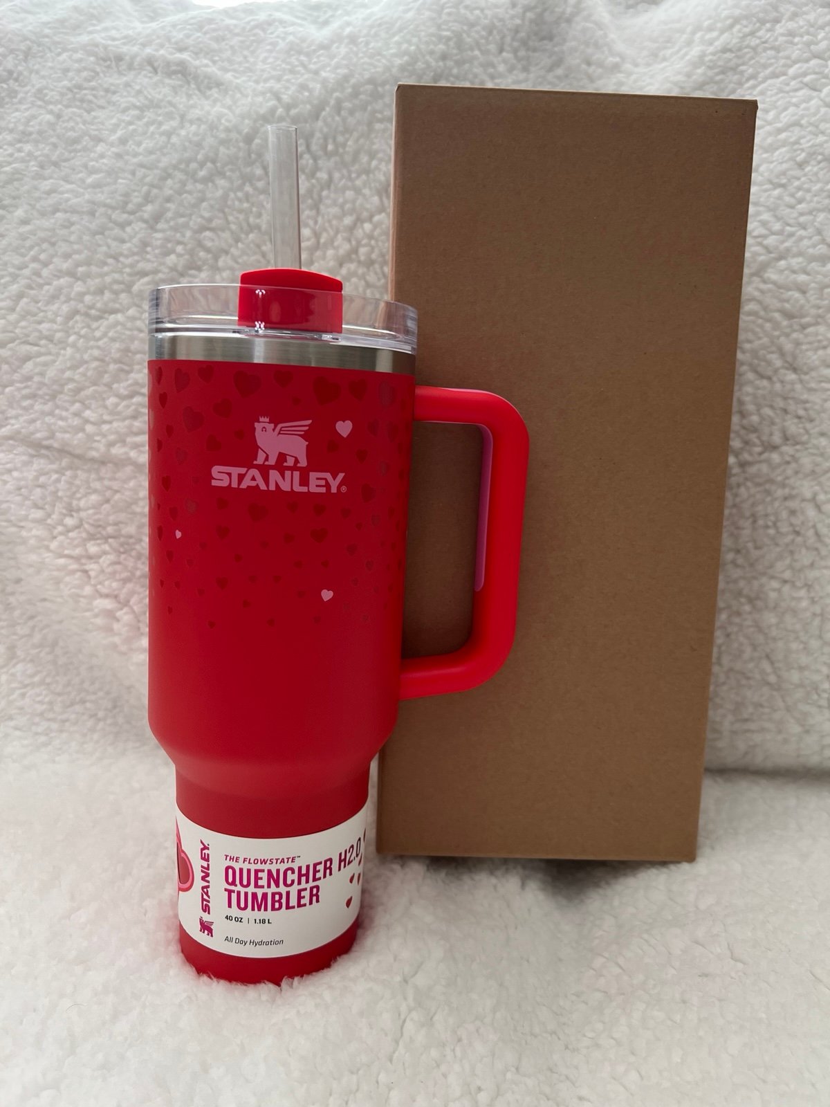 Stanley 40 oz Stainless Steel H2.  Tumbler Ruby Hearts Valentines