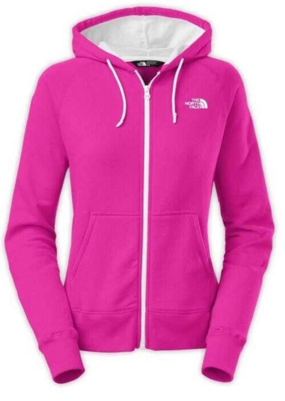 The North Face pink and white full zip hoodie size women's M.