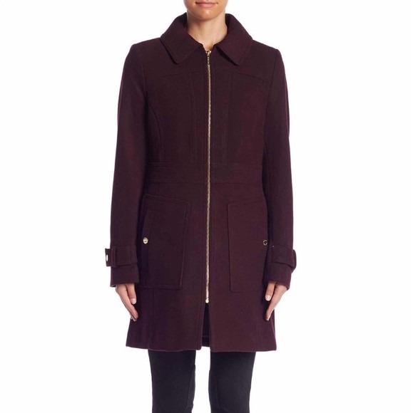 michael michael kors wool blend zip front coat