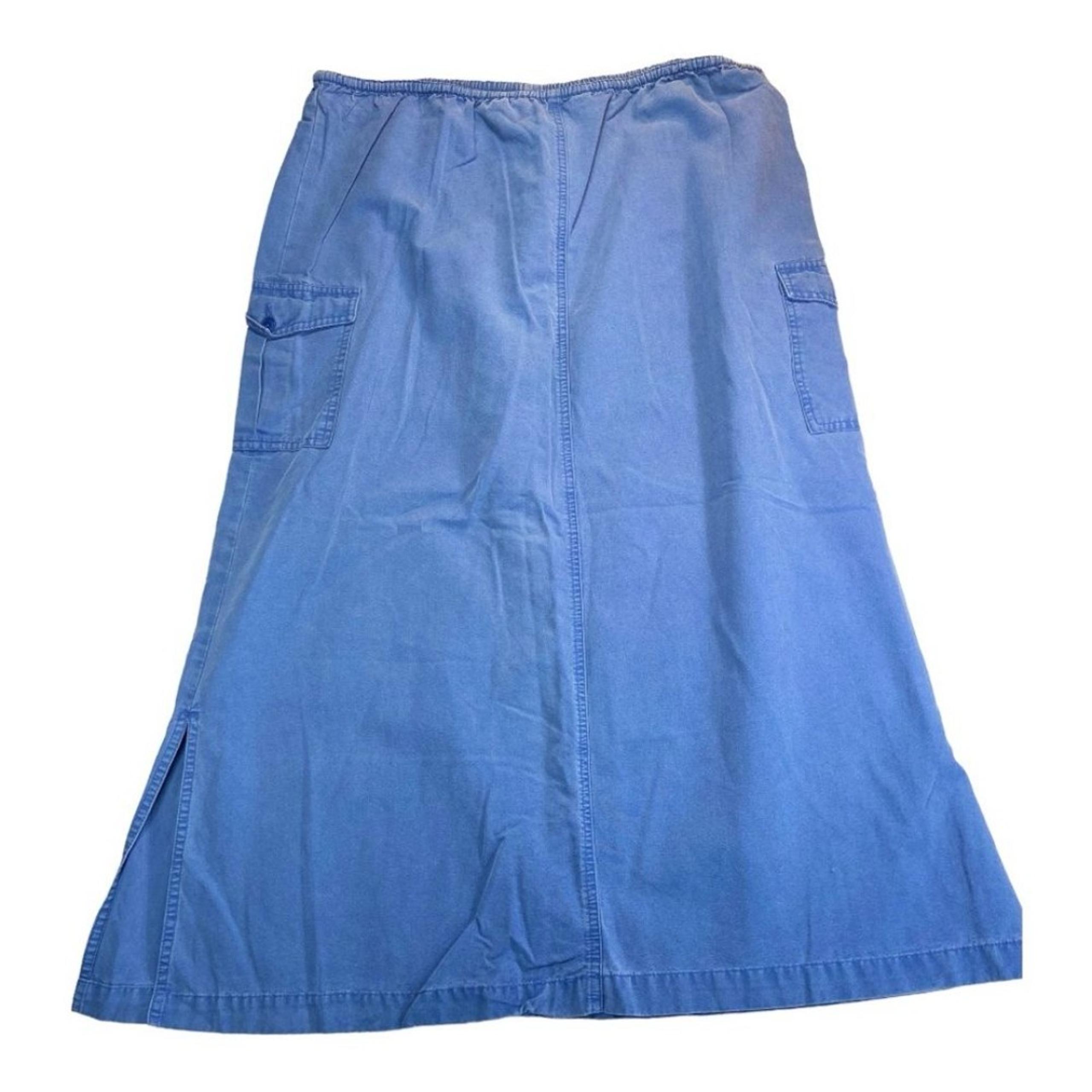 L.L.Bean women’s vintage tencel cotton blue maxi drawstring waist skirt L