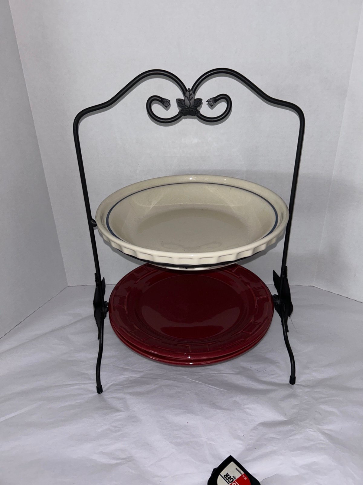 Longaberger Wrought Iron Two Tier Plate/Pie Holder Rack